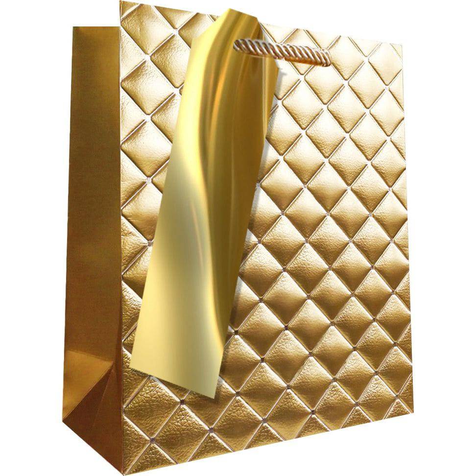 Small Pictura gift bags with gold quilted design, perfect for gift wrapping and special occasions.